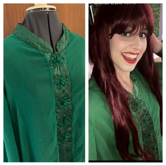 Vintage Other - Vtg Emerald Asian robe
